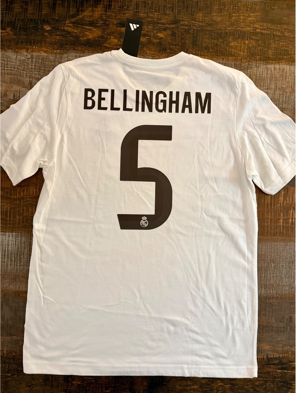 Medium Adidas Real Madrid White Cotton T-shirt Bellingham #5